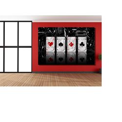 four of kind poker ace wall art,casino art,game club decor,poker print casino decor cash wall art gift player poker wall