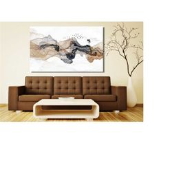 Japanese Landscape Painting of Abstract Mountain Canvas Wall Art,Abstract Mountain Poster Art,Modern Japanese Canvas Pri