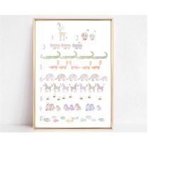 children's room picture,children's room poster,number poster, alphabet watercolor, poster abc learning,gift school enrol
