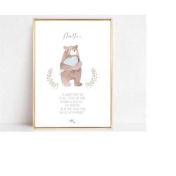 children's room picture, children's picture, children's room poster, bear, dove, gift