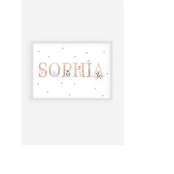 nursery poster, animals print, name picture, birth gift, gift baptism, gift baby birth announcement, personalized childr