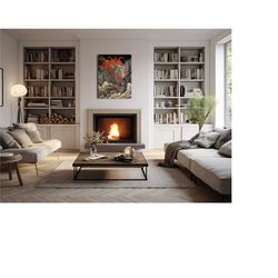 chinese tribal dragon metal canvas, asian traditional wall art, mythological god wall decor, japanese art poster, illumi