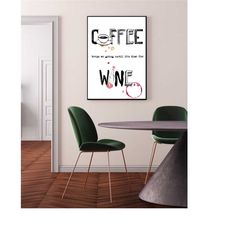 kitchen poster, food poster, gift girlfriend, gift cook, kitchen saying, coffee, wine saying