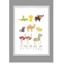art print, children's picture, children's room picture, children's poster 'be naughty and wild and wonderful'