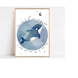children's room picture, birth gift, children's room poster, whale children's room, penguin children's room, birth gift