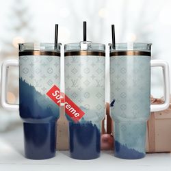 lv supreme logo tumbler, lv pattern, fashion logo tumbler