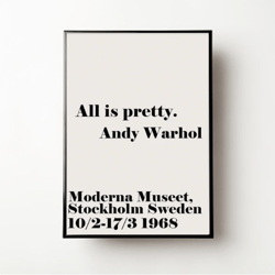 andy warhol, all is pretty, aesthetic print, fashion, designer, aesthetic, digital print, instant download