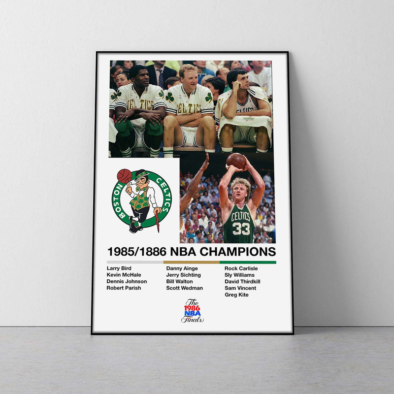 Boston Celtics 1986 NBA Champions poster celtics 1986 championship print larry bird poster boston celtics nba champions poster.jpg