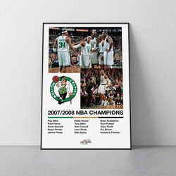boston celtics 2008 nba champions poster  boston celtics championship print celtics poster boston celtics poster kevin g