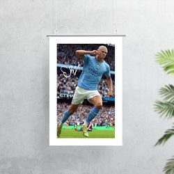 erling haaland manchester city poster erling haaland poster man city print kevin de bruyne print phil foden autograph