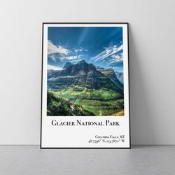 glacier national park poster  glacier print glacier national park poster montana poster glacier national park travel pos