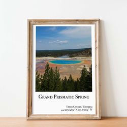 grand prismatic spring poster  grand prismatic spring yellowstone print yellowstone national park poster wyoming poster