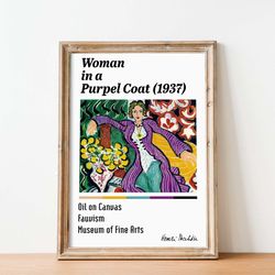 henri matisse woman in a purple coat poster henri matisse woman in a purple coat print woman in a purple coat painting
