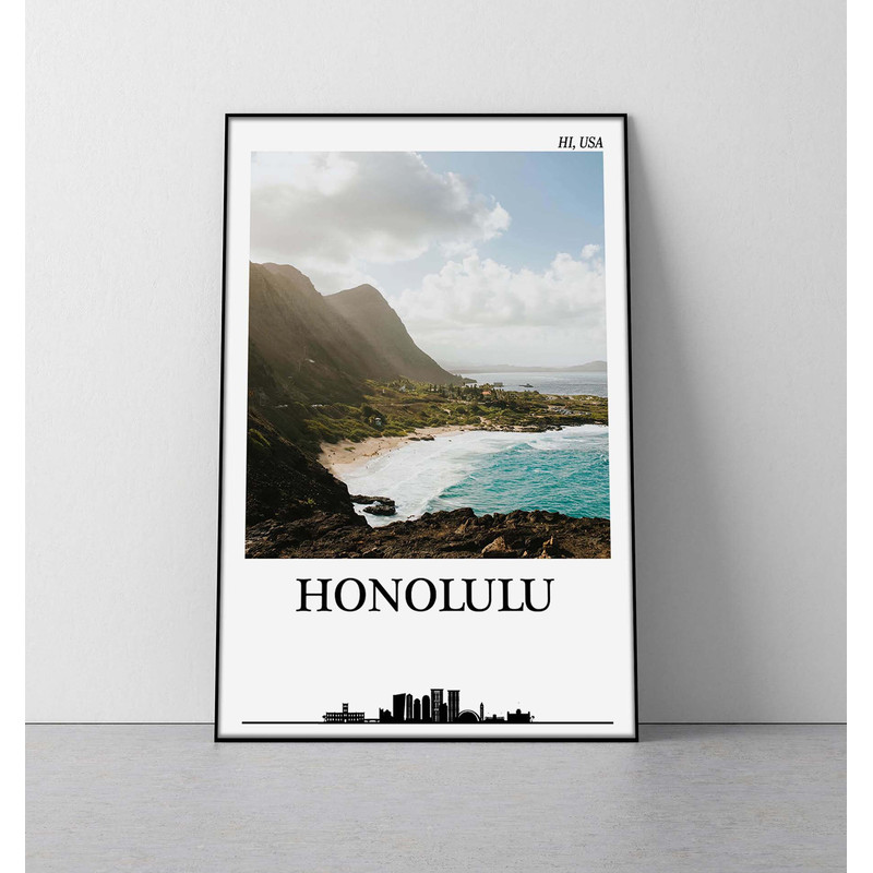 Honolulu Hawaii poster honolulu hawaii print honolulu poster hawaii travel poster honolulu travel poster hawaii wall art oahu poster.jpg