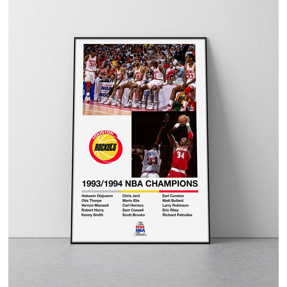Houston Rockets 1994 NBA Champions poster  houston rockets poster hakeem olajuwon poster 1994 houston rockets print.jpg