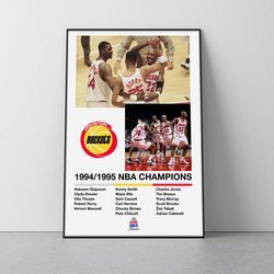 houston rockets 1995 nba champions poster  houston rockets poster hakeem olajuwon poster 1995 houston rockets print