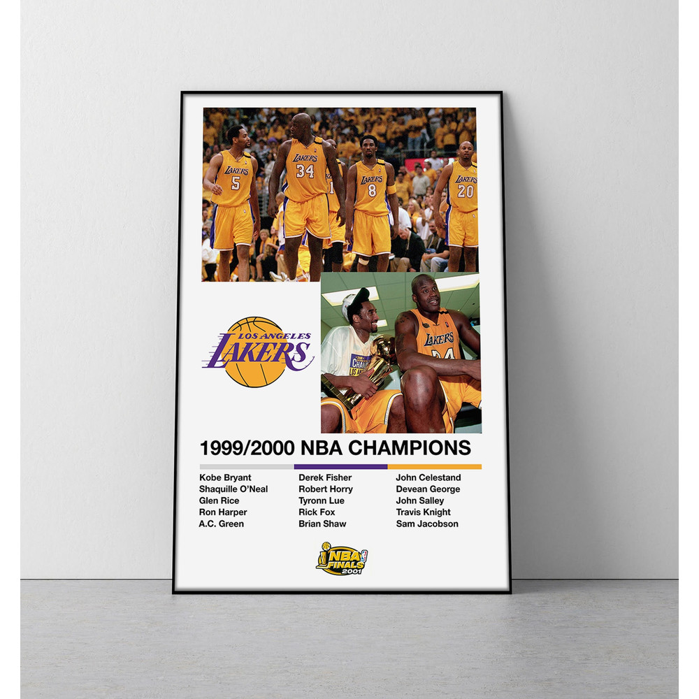 Lakers 2000 NBA Champions poster los angelas lakers 2000 nba championship poster shaquille oneal lakers shaq kobe bryant poster.jpg
