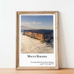 mount roraima poster  mount roraima venezuela travel poster pakaraima mountains venezuela print mount roraima wall art