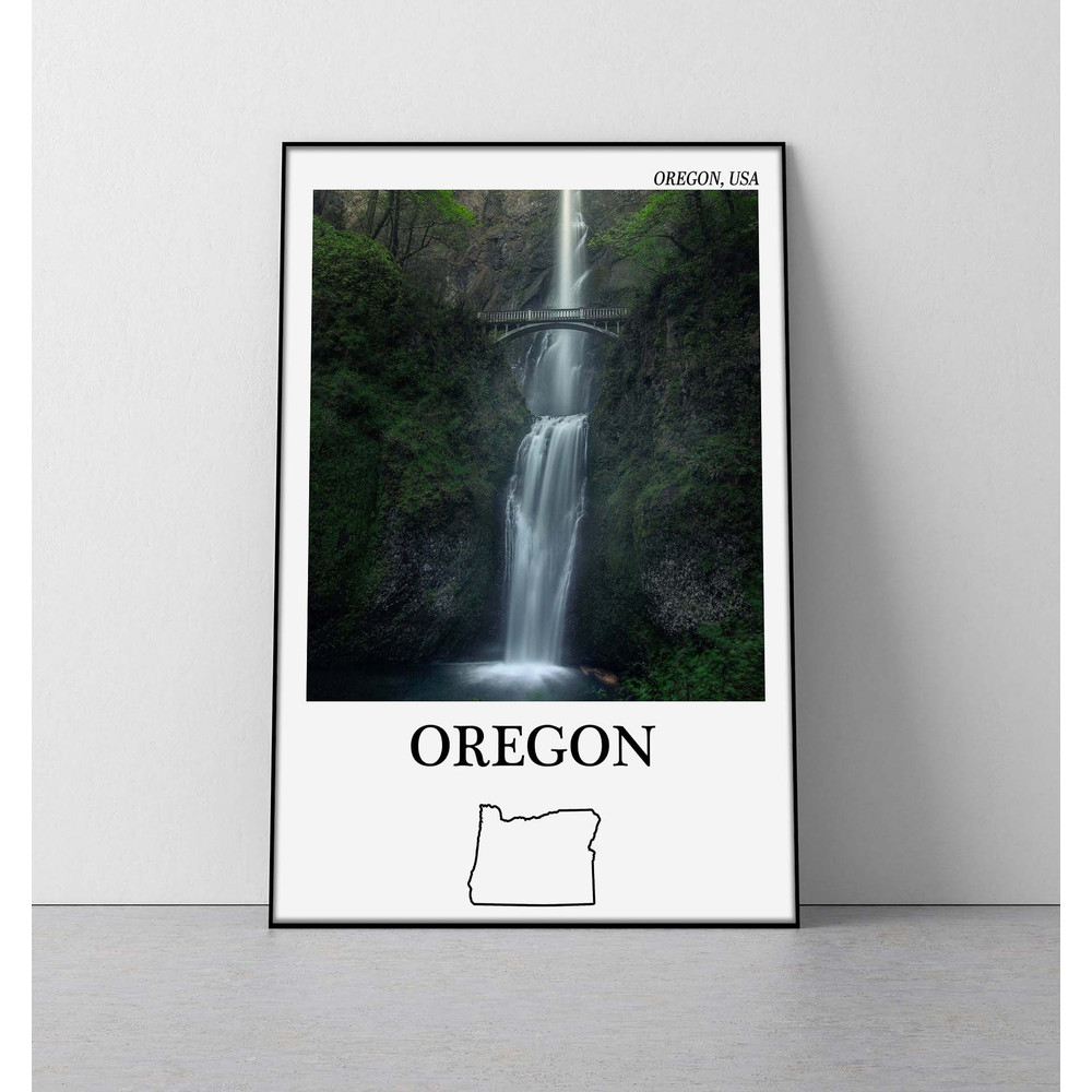 Oregon poster oregon travel print portland poster multnomah falls pacific northwest poster oregon wall art.jpg