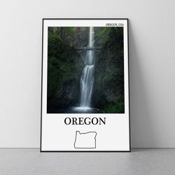 oregon poster oregon travel print portland poster multnomah falls pacific northwest poster oregon wall art
