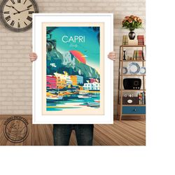 capri italy print, capri travel print, italy travel poster travel gift honeymoon souvenir