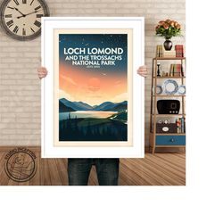 loch lomond & the trossachs national park poster established 2002 edition, scotland national park art print by studio in