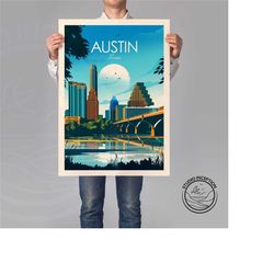 austin texas travel print gallery wall, travel poster, home decor, travel gift