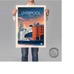 liverpool print, liverpool city gift, liverpool poster, england print, travel poster, travel print by studio inception