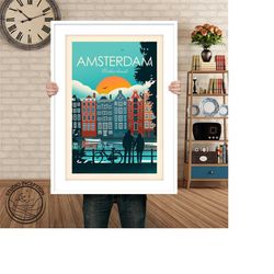 amsterdam print, netherlands wall art, holland, amsterdam poster, travel art, travel print, wall art, travel poster, liv