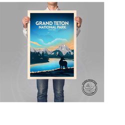 grand teton print | national park poster print | travel poster
