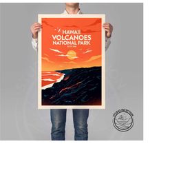 hawaii volcanoes national park print, hawaii poster print, national park print by studio inception