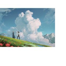 DIGITAL Howl's Moving Castle Poster / Sophie Hatter and Howl Poster Print / DIGITAL Anime Art Print / Wall Art Decoratio