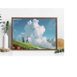 DIGITAL Howl's Moving Castle Poster / Sophie Hatter and Howl Poster Print / DIGITAL Anime Art Print / Wall Art Decoratio