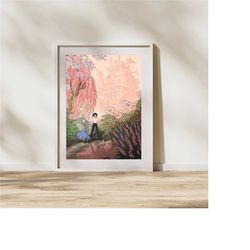 digital howl's moving castle poster / sophie hatter and howl poster print / digital anime art print / wall art decoratio