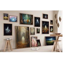 set of 30 ghost posters, ghost art print, halloween gallery wall, halloween decor, halloween printables, spooky season,