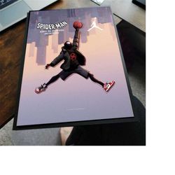 air jordan logo x spiderman across the spiderverse decorations poster