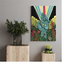 all seeing eye wall art / illuminati poster / abstract eye painting art / meditation lovers gift / trippy decor / psyche