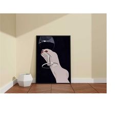 woman drinking wine with her feet wall art / foot fetish wall art / erotic woman print art / framed poster / feminist ca