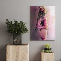 abstract woman wall art / oil painting woman canvas / girl art / design decor / goddess poster / woman portrait print /