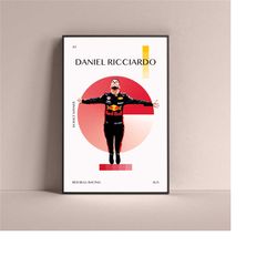 daniel ricciardo poster, red bull racing art print minimalist wall decor for home living kids game room gym bar man cave