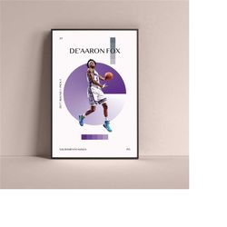 de'aaron fox poster, sacramento kings art print minimalist basketball wall decor for home living kids game room gym bar
