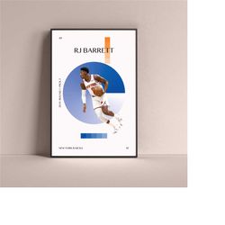 rj barrett poster, new york knicks art print minimalist basketball wall decor for home living kids game room gym bar man
