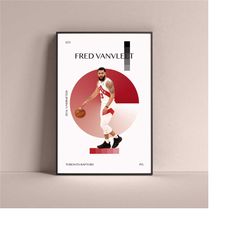 fred vanvleet poster, toronto raptors art print minimalist basketball wall decor for home living kids game room gym bar