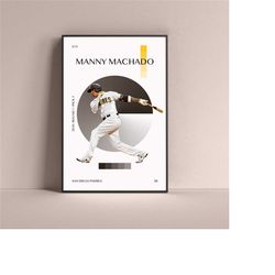 manny machado poster, san diego padres art print minimalist baseball wall decor for home living kids game room gym bar m