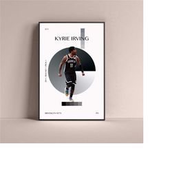 kyrie irving poster, brooklyn nets art print minimalist basketball wall decor for home living kids game room gym bar man