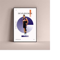 devin booker poster, phoenix suns art print minimalist basketball wall decor for home living kids game room gym bar man