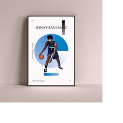 jonathan isaac poster, orlando magic art print minimalist basketball wall decor for home living kids game room gym bar m
