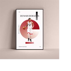 demar derozan poster, toronto raptors art print minimalist basketball wall decor for home living kids game room gym bar