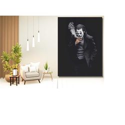 gift for him,gift for her,the joker canvas wall art, joker smoking poster,the joker print,comic wall art,joker wall art,