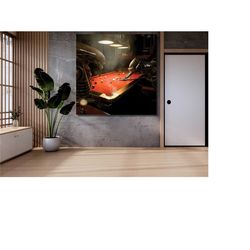 alien vs predator playing ,pool wall artplaying chess poster,alien vs predator wall art,hand made canvas print,predator